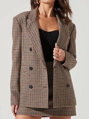 ASTR the Label Brina Plaid Double Breasted Blazer
